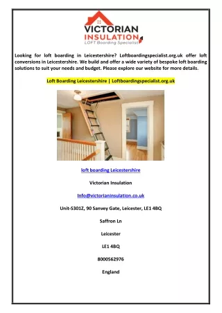 loft boarding Leicestershire