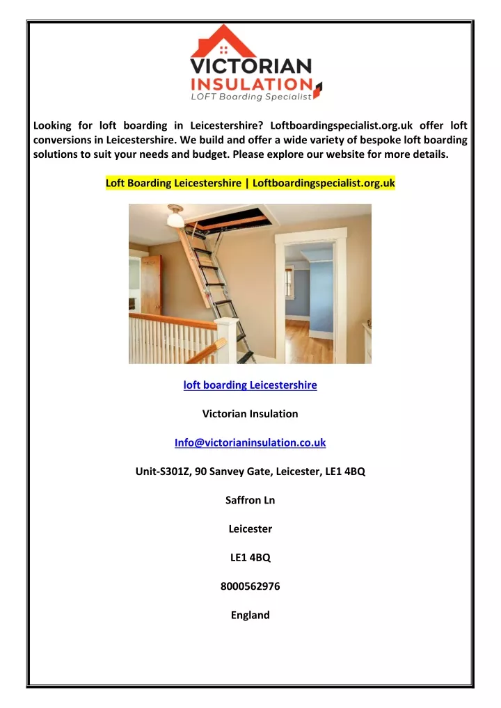 looking for loft boarding in leicestershire