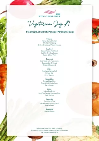 Vegetarian Buffet Catering Singapore-Royal Cuisine Group