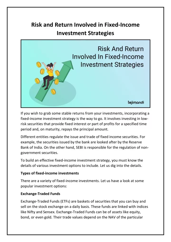 risk and return involved in fixed income