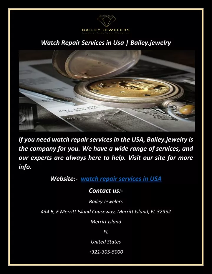 watch repair services in usa bailey jewelry