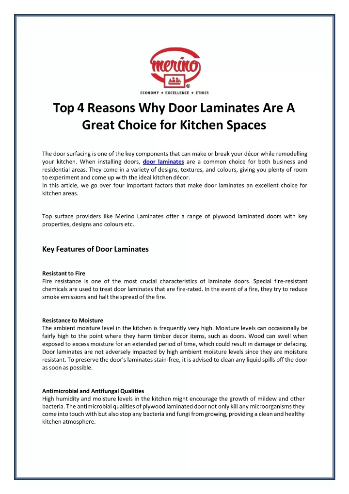 top 4 reasons why door laminates are a great choice for kitchen spaces