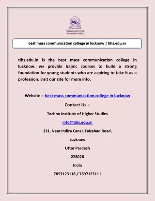 best mass communication college in lucknow | tihs.edu.in