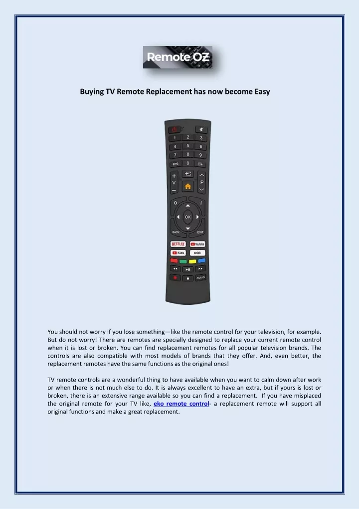 buying tv remote replacement has now become easy