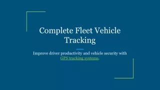 Complete Fleet Vehicle Tracking