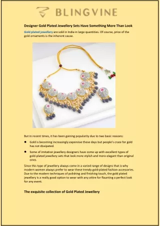 Designer Gold Plated Jewellery Sets Have Something More Than Look