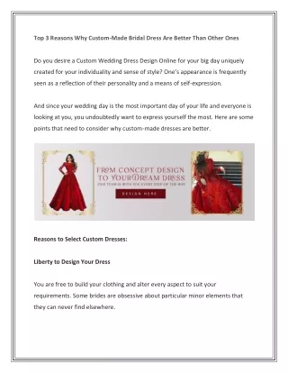 Top 3 reason why custom made bridal dress are better than other one