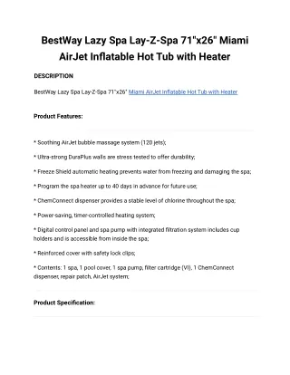 BestWay Lazy Spa Miami AirJet Inflatable Hot Tub with Heater
