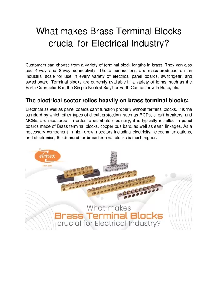 what makes brass terminal blocks crucial