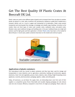 Get The Best Quality Of Plastic Crates At Beecraft UK Ltd..docx
