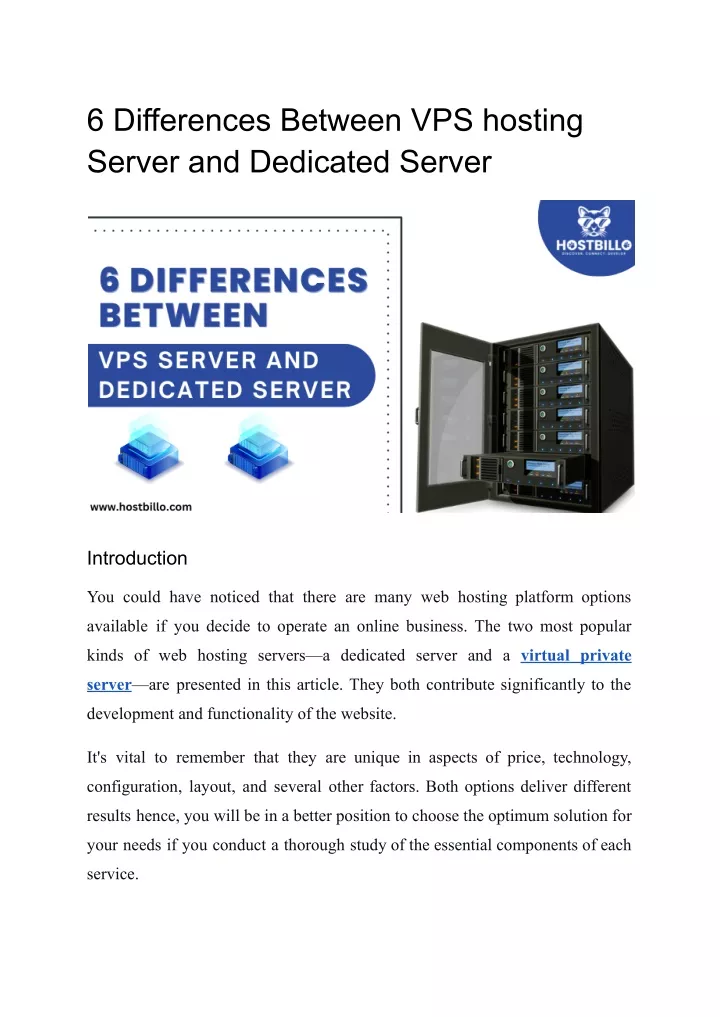 6 differences between vps hosting server