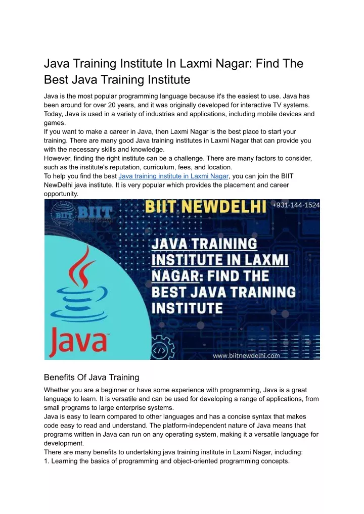 java training institute in laxmi nagar find