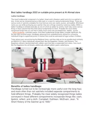 Best ladies handbags 2022 on suitable price present at Al