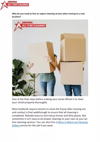 Why do you need to hire an expert cleaning service when moving to a new location