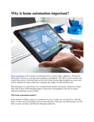 why is home automation important
