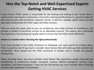 Hire the Top-Notch and Well-Expertised Experts Getting HVAC Services