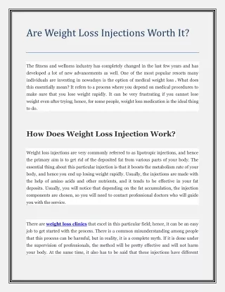 Are Weight Loss Injections Worth It?