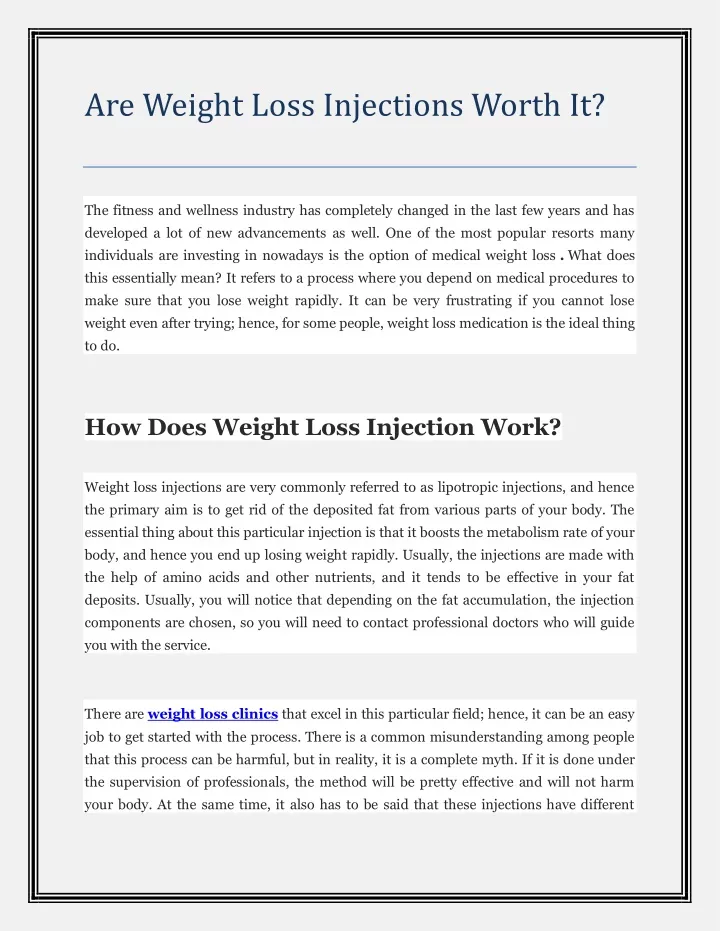 are weight loss injections worth it