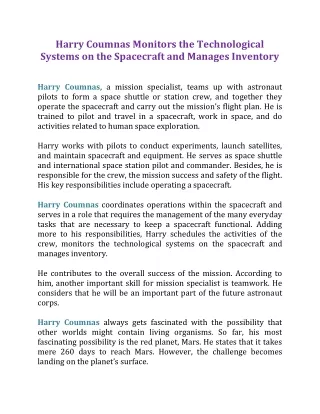 harry coumnas monitors the technological systems