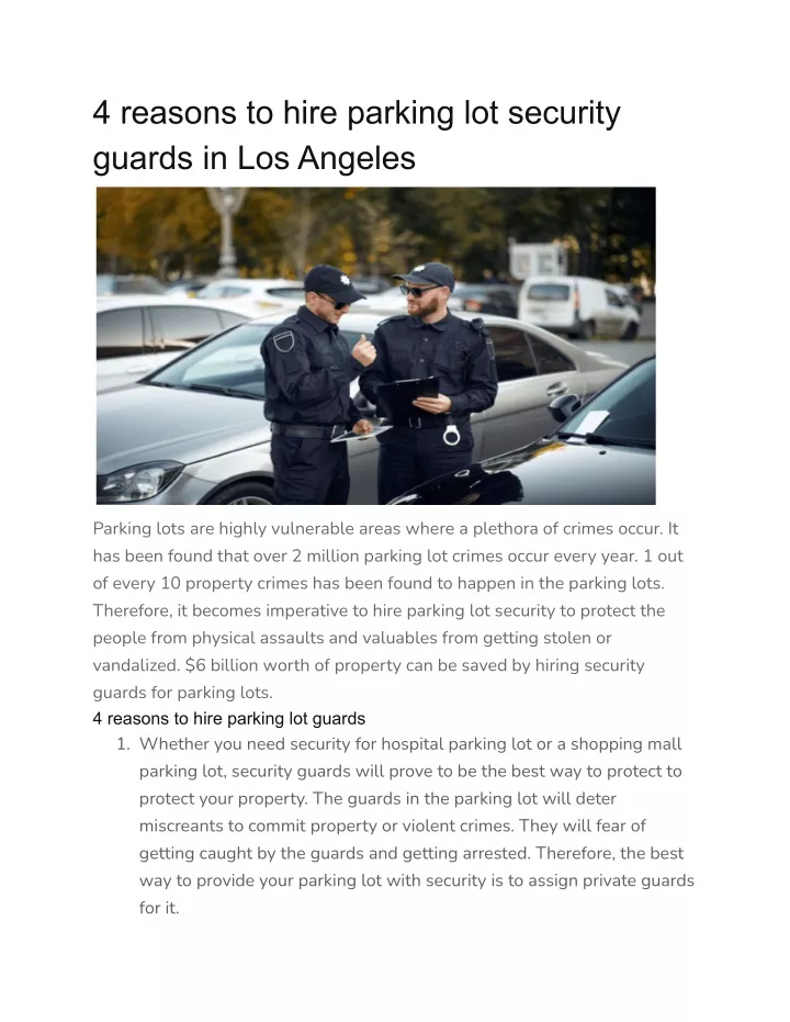 4 reasons to hire parking lot security guards