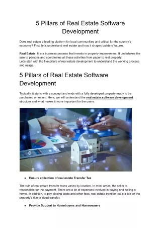 5 pillars of real estate software development
