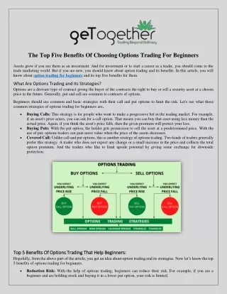 The Top Five Benefits of Choosing Options Trading for Beginners