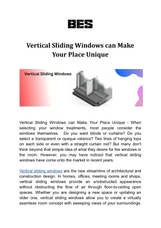 Vertical Sliding Windows can Make Your Place Unique