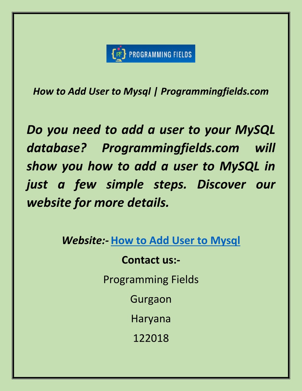 PPT - How to Add User to Mysql | Programmingfields.com PowerPoint ...
