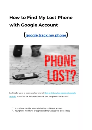 How to Find My Lost Phone with Google Account