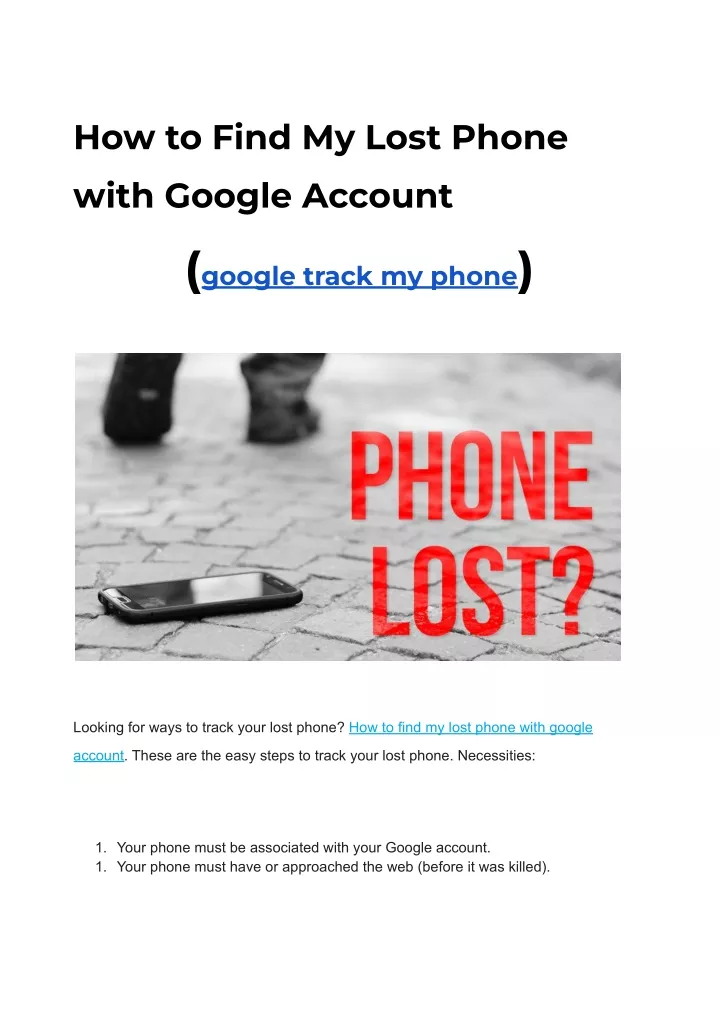how to find my lost phone with google account