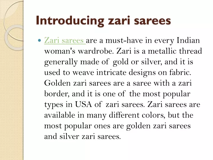 introducing zari sarees