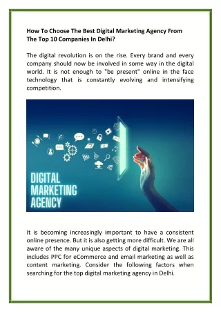 How To Choose The Best Digital Marketing Agency From The Top 10 Companies In Delhi