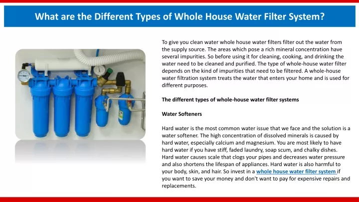 what are the different types of whole house water