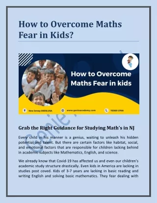 How to Overcome Maths Fear in kids