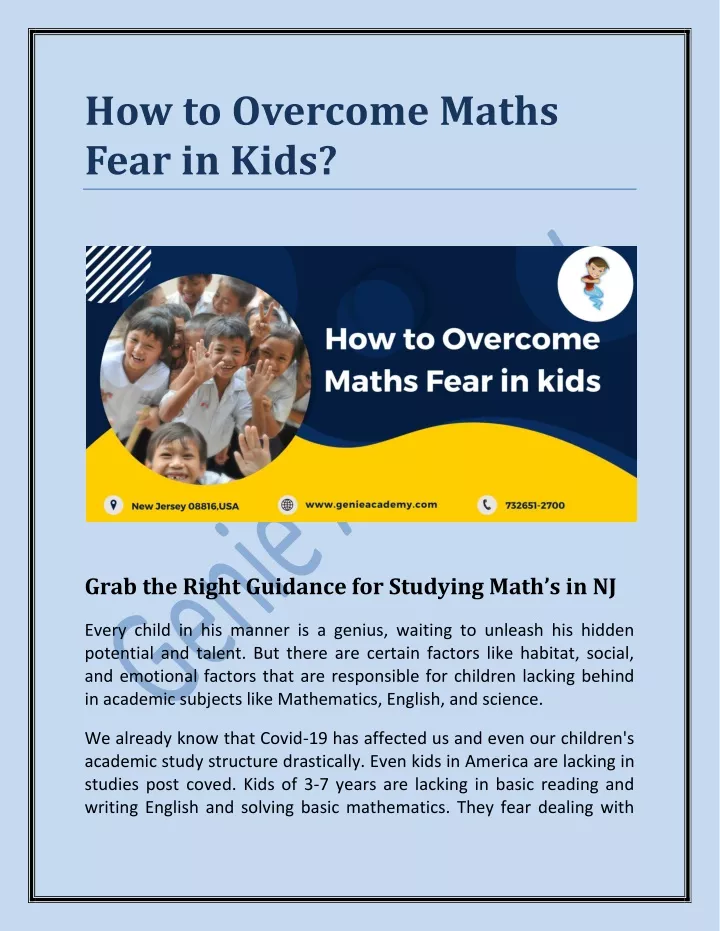 how to overcome maths fear in kids