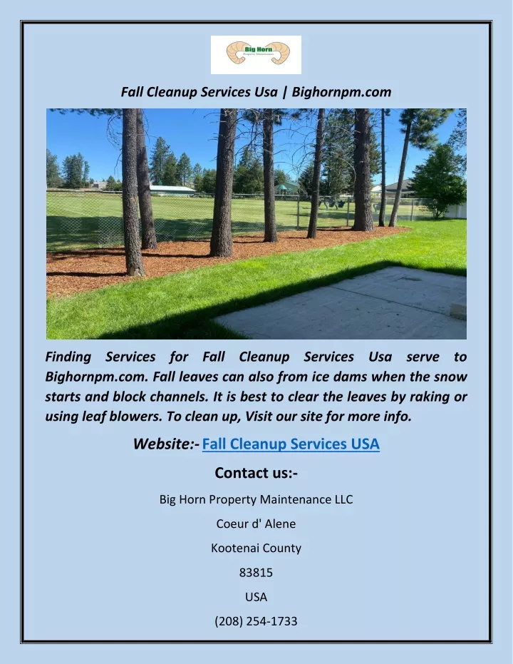 fall cleanup services usa bighornpm com