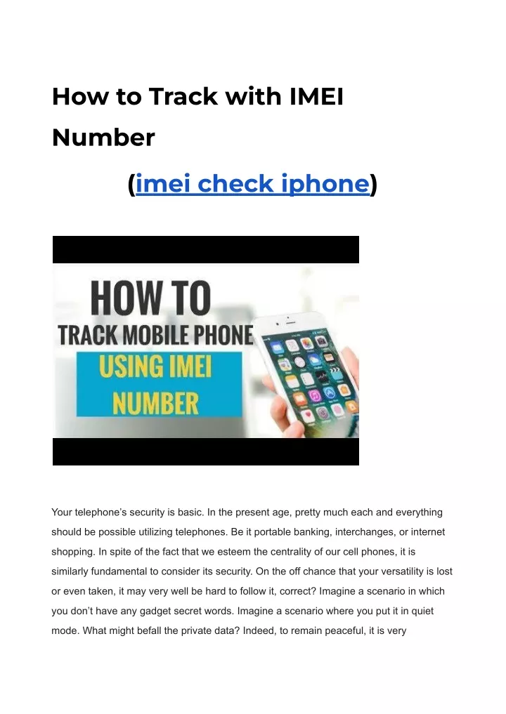 how to track with imei number
