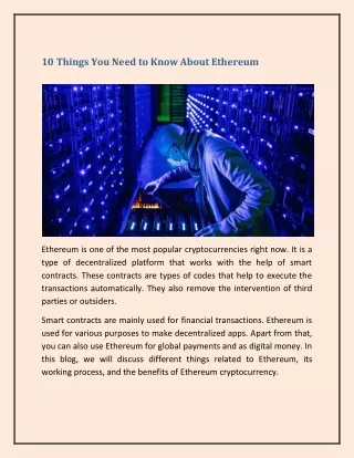 10 things you need to know about ethereum