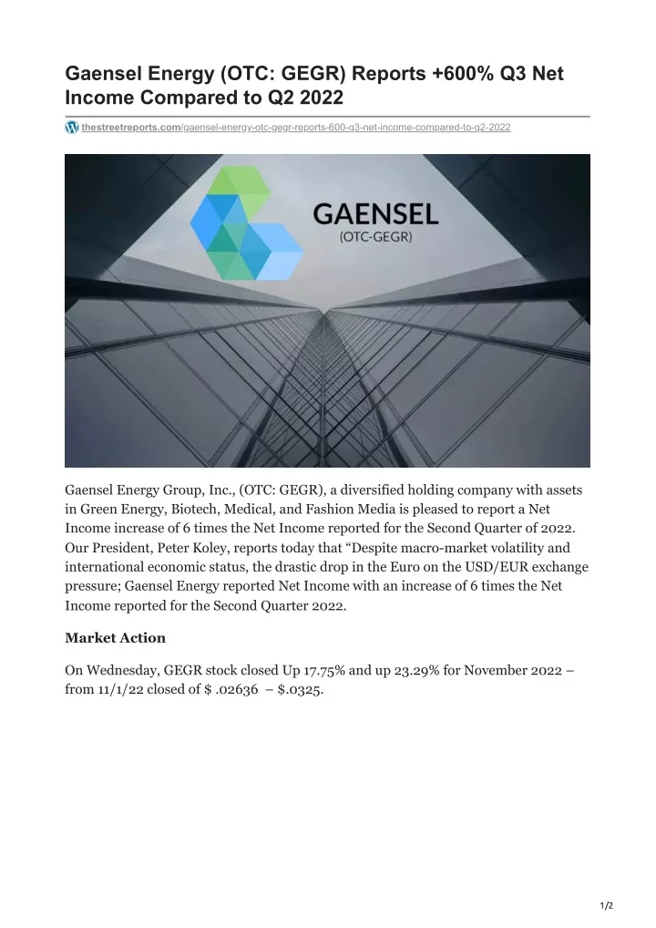gaensel energy otc gegr reports 600 q3 net income