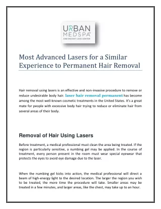Most Advanced Lasers for a Similar Experience to Permanent Hair Removal