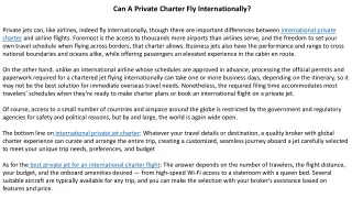 Can A Private Charter Fly Internationally