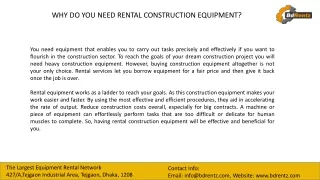 Why Should You Rent Construction Equipment