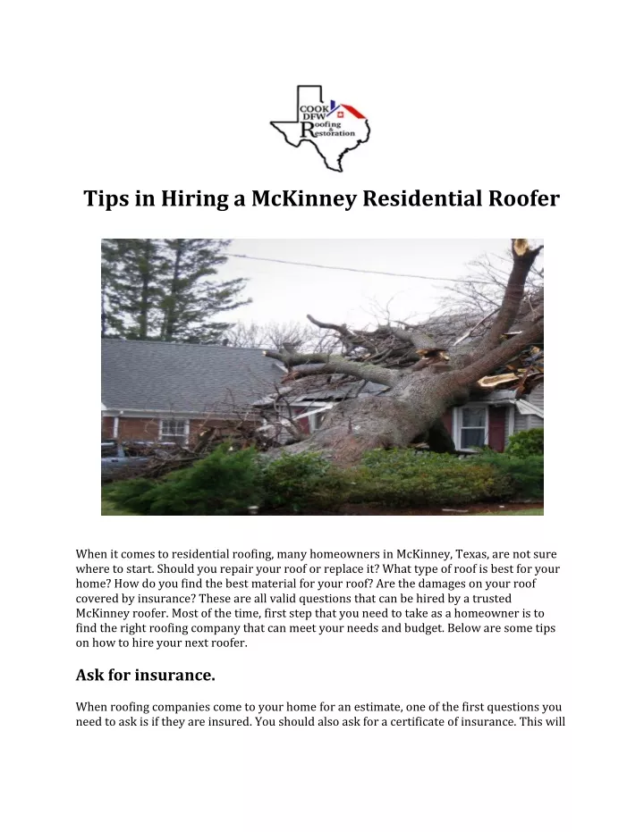 tips in hiring a mckinney residential roofer