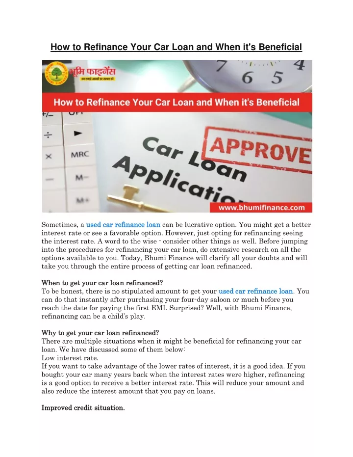 how to refinance your car loan and when