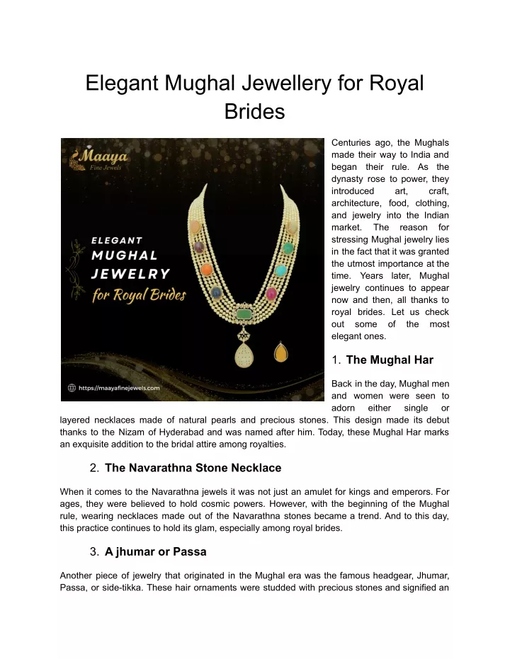 elegant mughal jewellery for royal brides