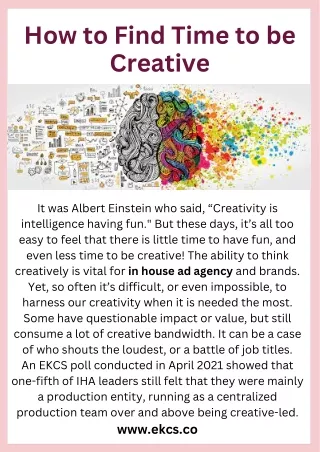 How to Find Time to be Creative