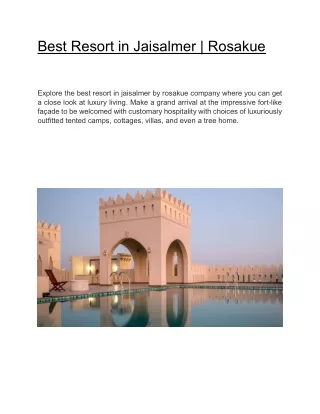 best resort in jaisalmer rosakue