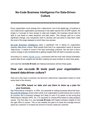 no code business intelligence for data driven