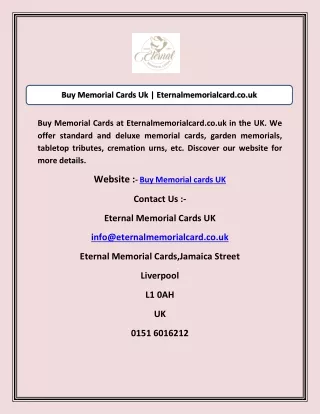 Buy Memorial Cards Uk | Eternalmemorialcard.co.uk