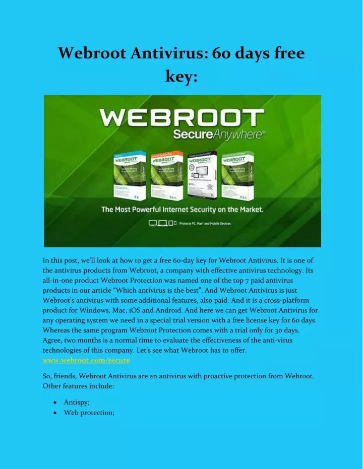 webroot antivirus 60 days free key